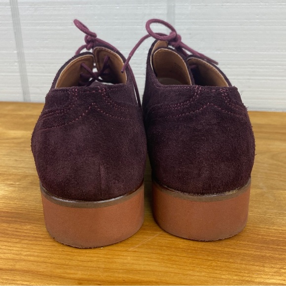 G.H. BASS Emmie Suede Leather Casual Dress Shoe Laced Oxfords Burgundy Women 7.5 - Picture 4 of 7